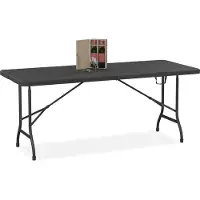 Merkloos Gartentisch Klapptisch Esstisch - 180 x 73 x 74 cm - Klappbar - Holzoptik Schwarz - Für 8 Personen