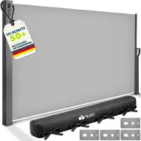 Merkloos Seitenmarkise Seitenrollo Sichtschutz - 200 x 400 cm - Ausziehbar - Edelstahl - Blickdicht - Mit Regenhülle