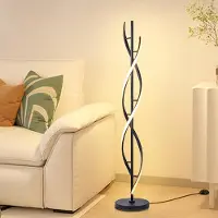 OEM LED-Stehleuchte, Spiral, Schwarz, Dimmbar, mit Fernbedienung