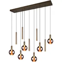 TRIO LED-Hängelampe Melaro, 120 cm platin, Metall/Glas 11-flg.