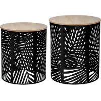 Atmosphera Créateur d'intérieur Korbtisch Kumi Metall MDF-Platte grau braun 30,5 cm x 38 cm