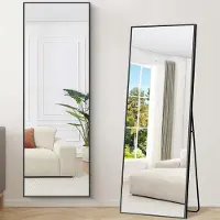 Merkloos Ganzkörperspiegel Standspiegel Wandspiegel - 161 x 52 cm - Schwarz - Für Schlafzimmer und Wohnzimmer