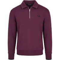 Fred perry für Herren. M2426 Sweatshirt mit Kragen und Reißverschluss zur Hälfte in Weinrot (XL), Lässig, Kastanienbraun, Baumwolle