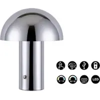 Otto Home LED Tischleuchte "Aelleen", silber (chrom), 1, Ø 15cm H: 20cm, 1 Stk., Leuchten, dimmbar, Typ-C-Ladekabel, CCT, Akku, Tischlampe kabellos, Akkulampe, LED Tischleuchte