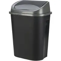 Excellent houseware Kunststoff Abfalleimer 50 Liter grau schwarz mit Deckel
