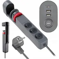 Virone PS-5/G/1,5M Steckdosenleiste mit USB-C und Tischmontage