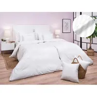Dadka Leinendamast Gral weiß gestreift 1 cm 140x200, 70x90 cm