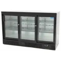 Maxima - Getränkekühlschrank 3 Schiebetüren, 6 verstellbare Einlegeböden, Doppelverglasung, LED, Temperatur 0-12°C, 135x51,5x85 cm, 323 L, schwarz