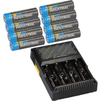Akkuman.de SET Nitecore D4 + 8x 14500 AA Solar Akku LiFePO4 3,2V 600mAh
