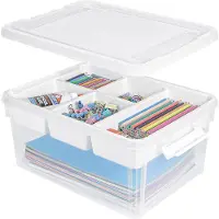 Merkloos Aufbewahrungsbox Stapelbox Organizer - 16 Liter - Stapelbar - Mit herausnehmbarem Einsatz und 5 Fächern - Kunststoff