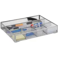 OEM Schreibtisch-Organizer, 6 Fächer, Drahtgitter, silber, 6x38x30 cm