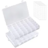 Merkloos Sortierbox Sortierkasten Organizer-Box - 36 Fächer - Transparent - 27,5 x 17,5 x 4,55 cm - 2 Stück