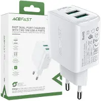 Acefast Power Ladegerät 2X Usb 18W Qc 3.0, Afc, Fcp Weiss (A33 Weiss)