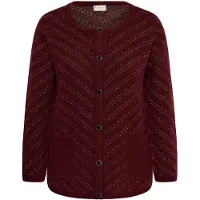 KAFFE CURVE Strickjacke "Damen Strickjacke KChilma", Damen, Gr. XL, rot (port m., desert taupe m. stripe), Strickjacken Strickjacke