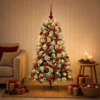 Syfax Künstlicher Weihnachtsbaum mit klappbaren Zweigen und Kugeln