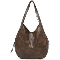 Merkloos Damenhandtasche aus weichem Kunstleder im Retro-Stil
