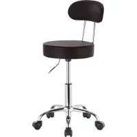 Zaltino Ergonomischer Hocker – mit Rückenlehne – schwarzes Leder – verstellbar und mit Rollen