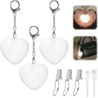 PLAXSOON Handtaschenlicht, 3 Stück Taschenlicht für Handtasche mit Sensor Aufladbar, Mini Herz Lampe für Handtasche, Leuchtender Handtaschen Anhänger, Geschenk