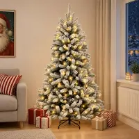 Syfax Künstlicher klappbarer Weihnachtsbaum 120 cm 150 LEDs