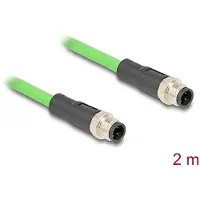 DeLOCK M12 Kabel D-kodiert 4 Pin Stecker zu Stecker PUR (TPU) 2 m