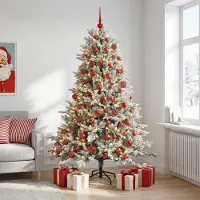 Syfax Künstlicher Weihnachtsbaum mit Weihnachtskugel 210 cm 300 LEDs