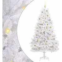 Syfax Künstlicher klappbarer Weihnachtsbaum Weiß 210 cm PVC und Stahl