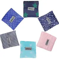 Unyqoos Faltbare Einkaufstaschen – 6er-Set (6 Designs), wiederverwendbar, leichte Tragetaschen mit Packbeutel, große Kapazität für Einkäufe, Strand