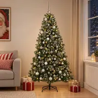 Syfax Künstlicher Weihnachtsbaum mit Weihnachtskugel 180 cm 300 LEDs