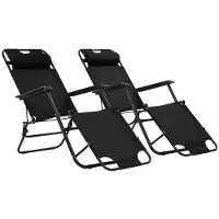 StarTech.com 2er Set Sonnenliegen - Klappbare Gartenliegen - Mit Fußteil - Stahlgestell - 138 x 61 x 89 cm - Schwarz