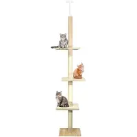Merkloos Kratzbaum Katzenkratzbaum Kletterbaum - Von Boden bis Decke - Höhenverstellbar - Mit Sisal und Kunstfell bezogen