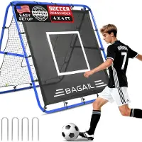 Merkloos Rebound-Fußballtor Rebound-Netz Trainingsnetz - 120 x 120 cm - Doppelseitig - Verstellbare Ecken - Für Fußball, Volleyball und Hockey