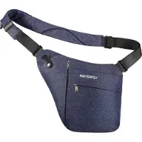 Unyqoos Sling-Umhängetasche für Herren & Damen, ultraleicht 190 g, blau, 70/30 Nylon/Polyester, Innentasche 20,3 cm, 2 Frontfächer, gepolsterter verstellbarer Gurt