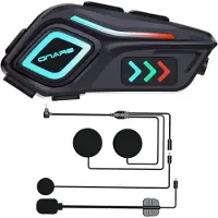 LTPRTZ Motorradhelm-Headset – Kabellose Kopfhörer – Für sichere Fahrten – Mit integrierter Taschenlampe – 40 Stunden Wiedergabezeit – Schwarz