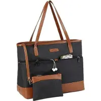 Unyqoos Laptoptasche für Damen, wasserbeständiges Polyester, PU‑verstärkte Griffe & Boden, 40x14x30 cm, Laptopfach bis 15,6 Zoll, große Arbeitstasche mit Trolley‑Sleeve