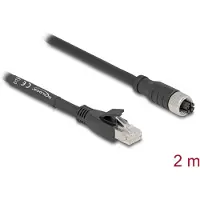 DeLOCK 80590, 2 m, Cat5e, S/FTP (S-STP), M12, RJ-45, Schwarz