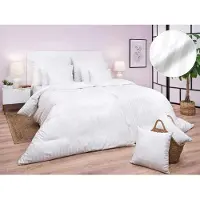 Dadka Leinen Satin Gral weiß gestreift 2 cm 140x200, 70x90 cm