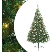 vidaXL Künstlicher vorbeleuchteter Weihnachtsbaum Grün 180 cm PVC