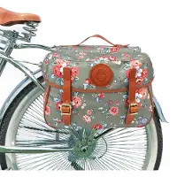 Merkloos Gepäcktasche Fahrradtasche Hecktasche - Wasserdichtes Canvas - Doppeltasche - Blumenmuster - Für Stadt, Arbeit und Einkauf