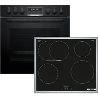 Bosch HEB578BB4 + NIF645CB5E, Zonen-Induktionskochfeld, 4 Zone(n), Glaskeramik, Schwarz, Touchsteuerung, 58,3 cm