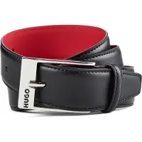 HUGO für Herren. 50541174 Specchio-Gürtel schwarz (100 cm), Lässig, Leder