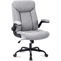 Merkloos Ergonomischer Bürostuhl mit Stoffbezug, grau, mit Höhenverstellung und klappbaren Armlehnen
