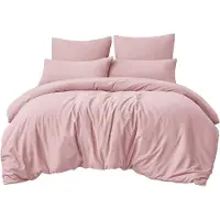 Merkloos Rosa Bettwäsche-Set, 200 x 200 cm, bestehend aus einem Bezug für die Bettdecke und zwei Kopfkissenbezüge (80 x 80 cm), aus Mikrofaser, mit Reißverschluss