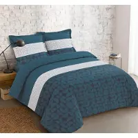 Merkloos Bettbezug-Set, 260 x 240 cm, mit 2 Kopfkissenbezügen (65 x 65 cm), 100% Baumwolle, blau