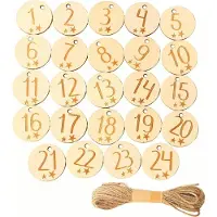 Merkloos Adventskalenderzahlen Holzzahlen - 2 Sets 1 bis 24 - Naturholz - Für Adventskalender