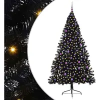 vidaXL Künstlicher vorbeleuchteter Weihnachtsbaum Schwarz 240 cm PVC
