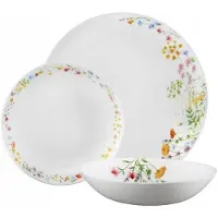 Ambition Tafelservice 18-teilig Bloom opalglas für 6 Personen, Blumenmotiv