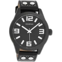 Oozoo Timepieces Damen Herrenuhr Quarzuhr Analog mit Lederarmband schwarz D3UOC1091A
