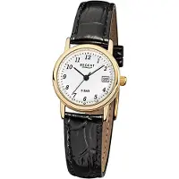 Regent Damenuhr F-829 Quarz-Uhr mit Leder-Armband schwarz D3URF829