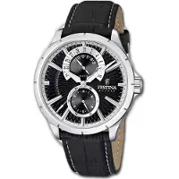 Festina Klassik Herrenuhr F16573/3 Quarz Uhr Lederarmband schwarz D3UF16573/3