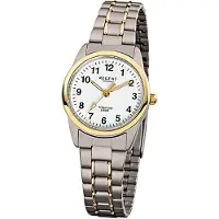 Regent Damenuhr F-428 Quarzuhr mit Titan-Armband grau silber gold D3URF428
